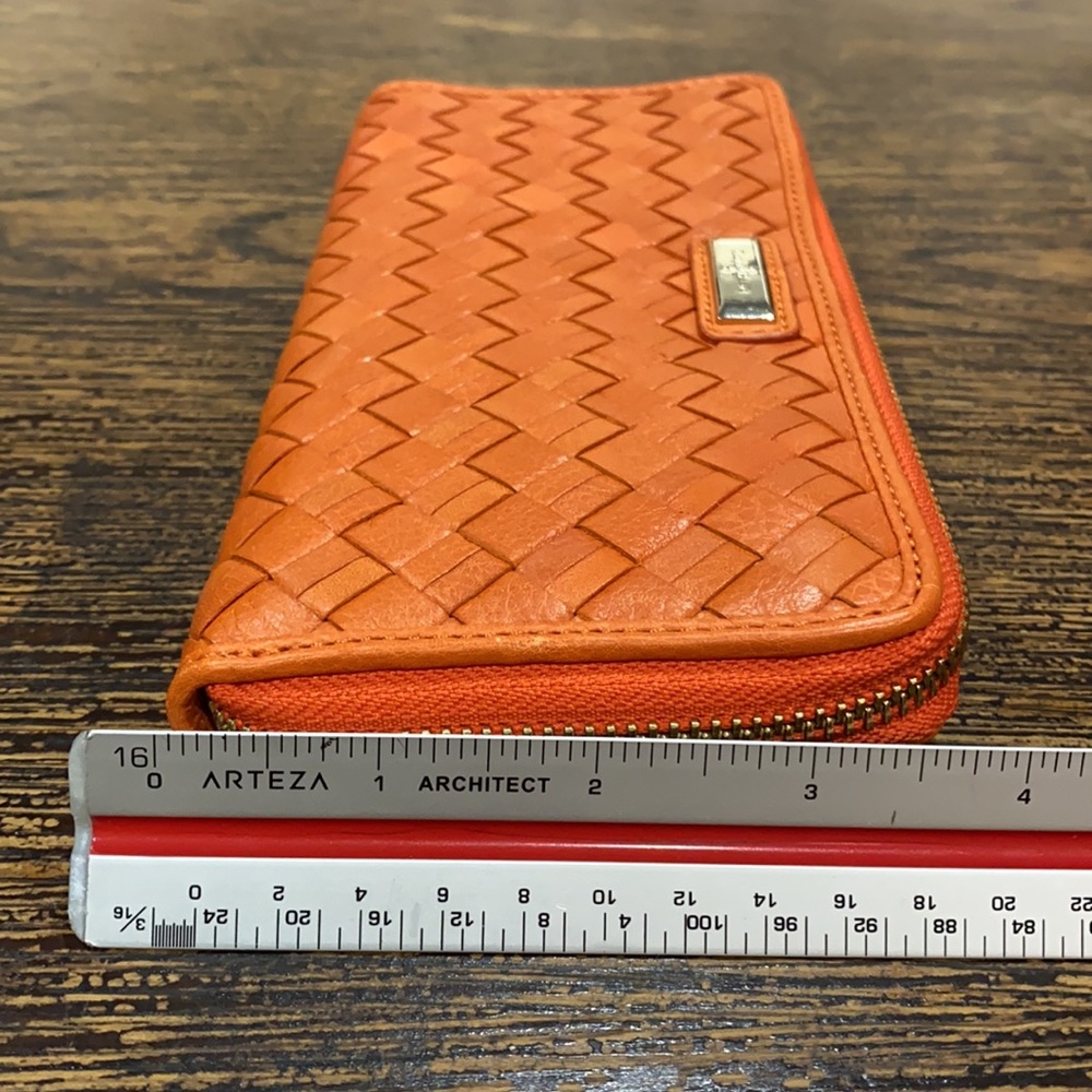 Cole Haan Heritage Weave  Orange Leather Wallet - Picture 15 of 16